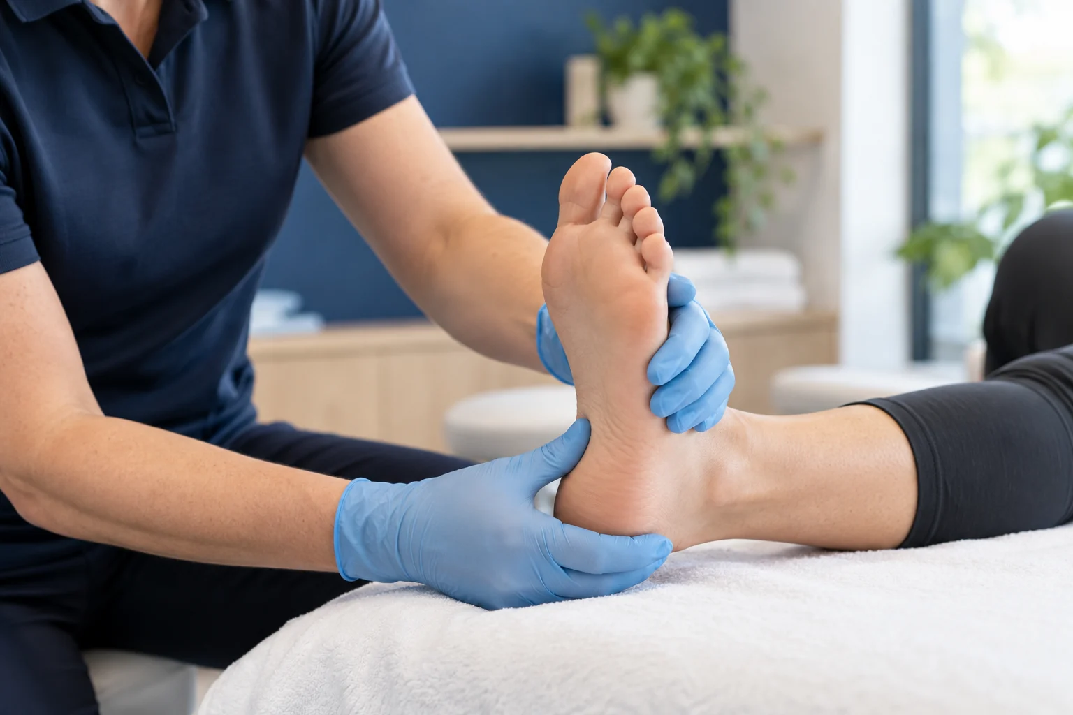 Podiatrist assessing the arch and forefoot
